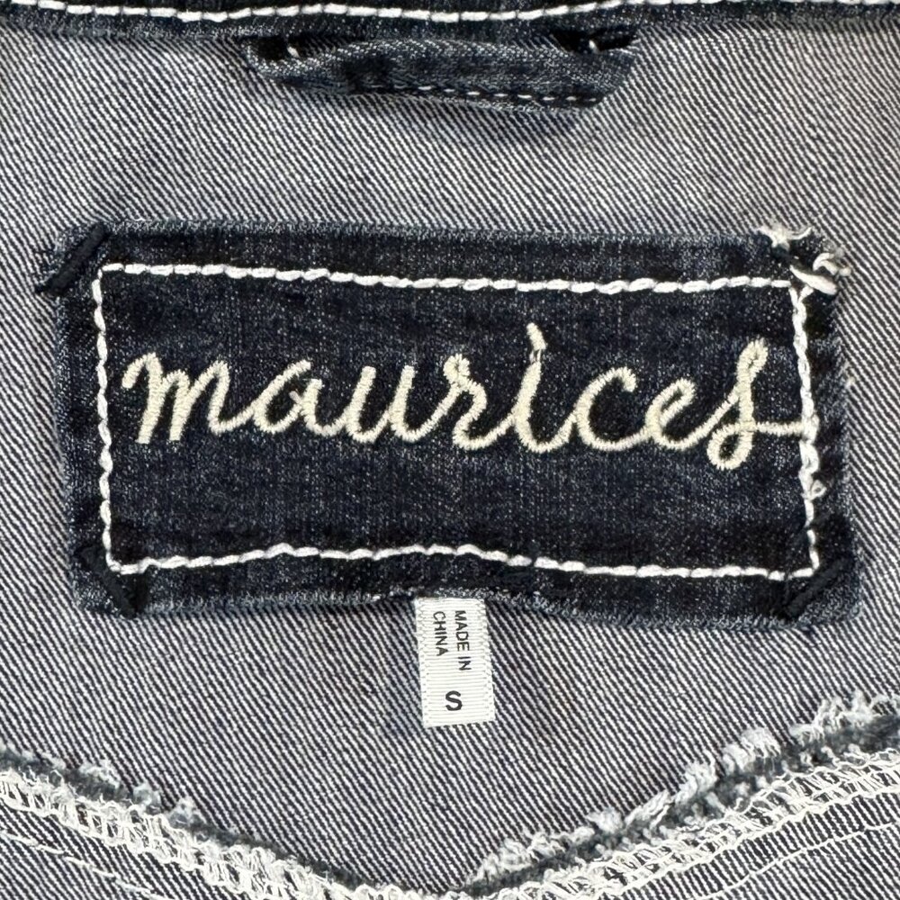 Maurices Womens Blue Denim Jean Jacket Size S Button Front Pockets Long Sleeve - Picture 8 of 14